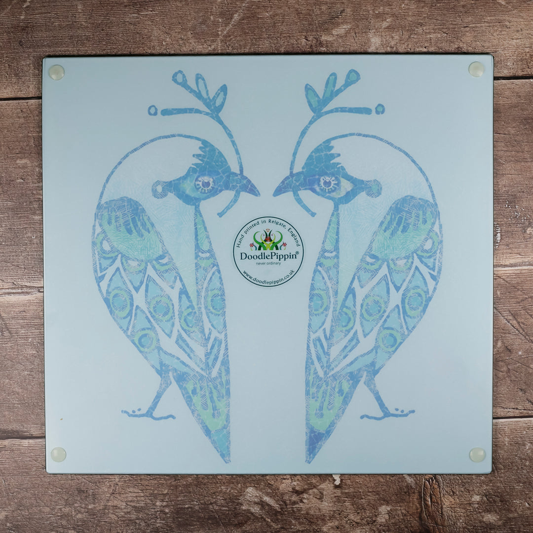 Turquoise Lovebirds Worktop Protector