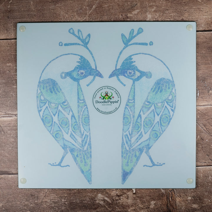 Turquoise Lovebirds Worktop Protector