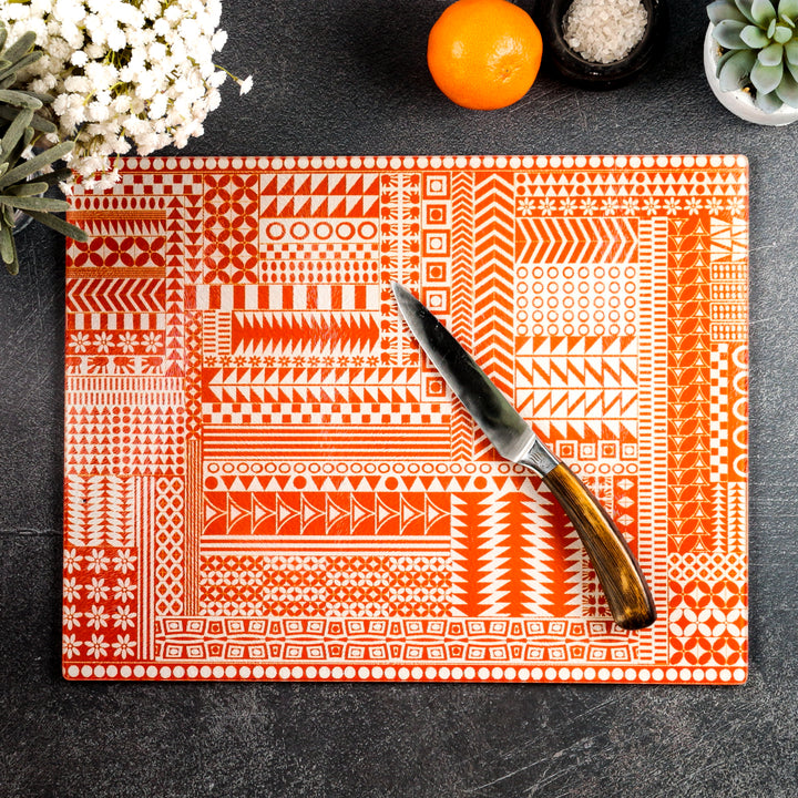 Geometric Orange Zigzag Worktop Protector