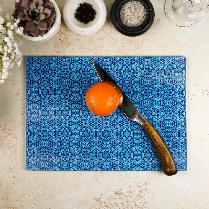 SALE -  Liberty Dark Blue Flower Worktop Protector (small/textured)