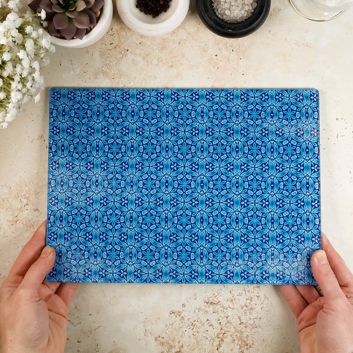 SALE -  Liberty Dark Blue Flower Worktop Protector (small/textured)