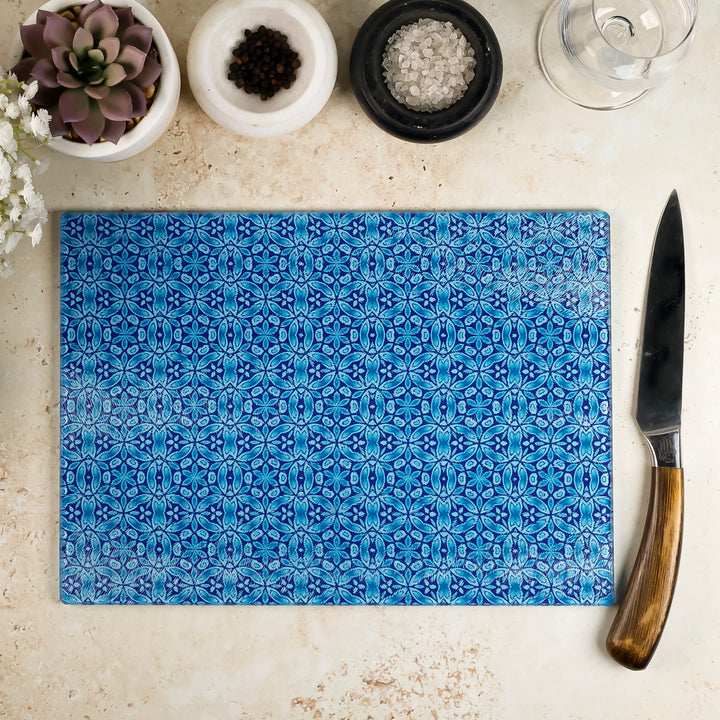 SALE -  Liberty Dark Blue Flower Worktop Protector (small/textured)