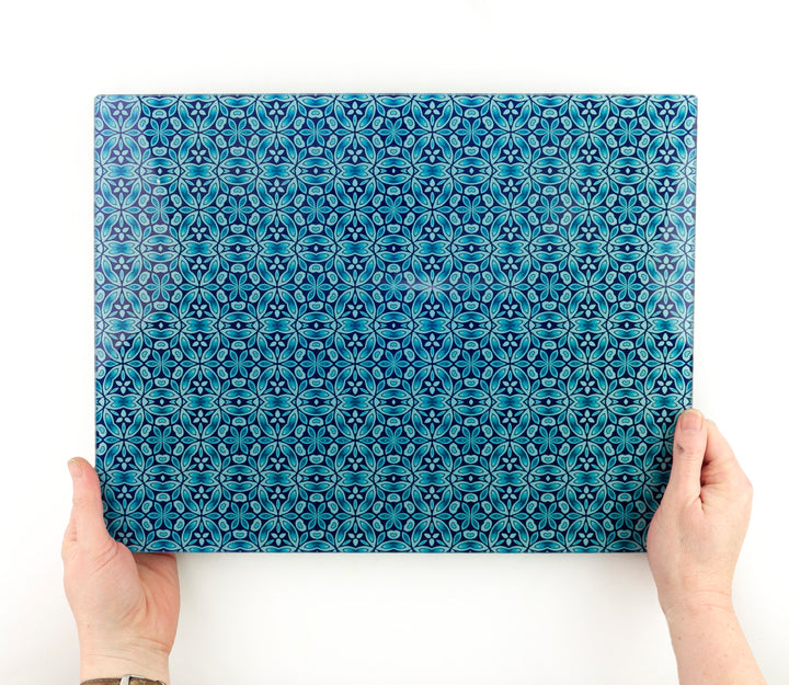 SALE -  Liberty Dark Blue Flower Worktop Protector (large rectangular/textured)