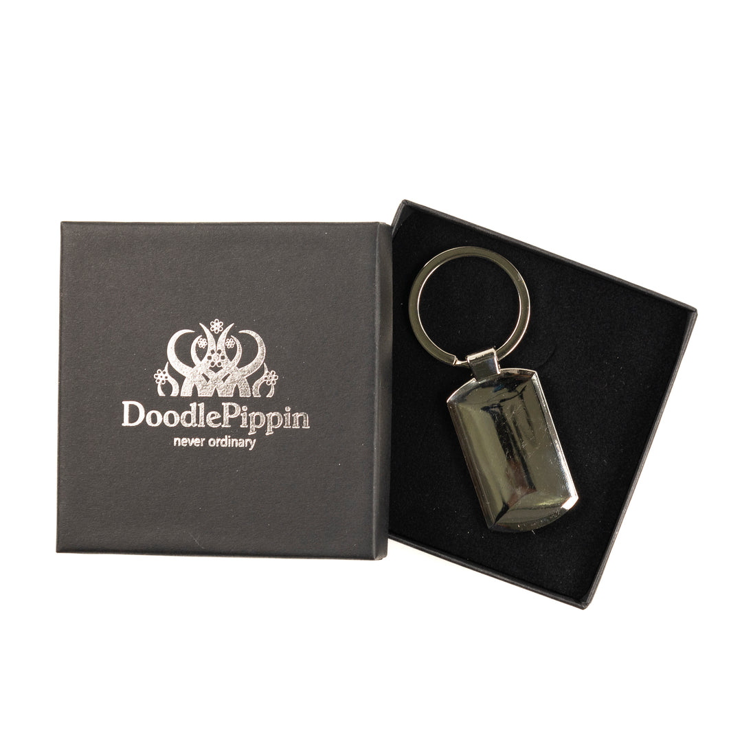 Paw Print on Blue Floral design keyring