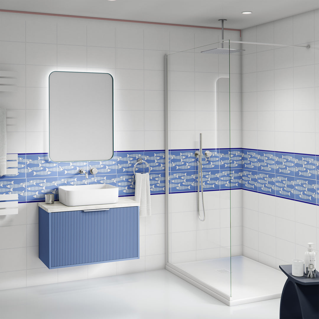 Ocean Shoal Mid Blue Border Tile – Rechteckig – 30x20cm