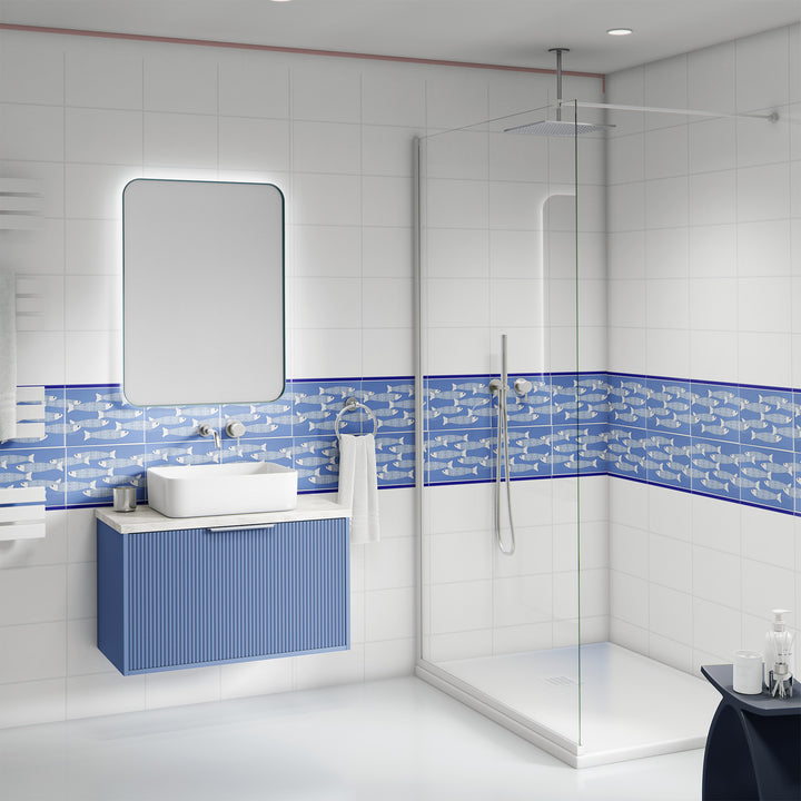 Ocean Shoal Mid Blue Border Tile – Rechteckig – 30x20cm