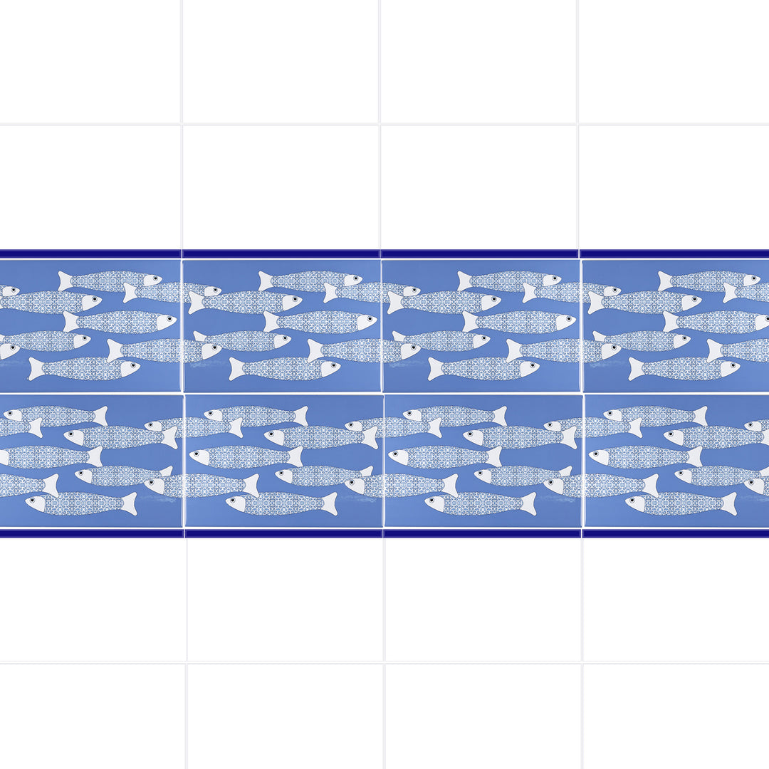 Ocean Shoal Mid Blue Border Tile – Rechteckig – 30x20cm