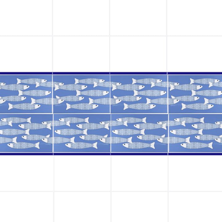 Ocean Shoal Mid Blue Border Tile – Rechteckig – 30x20cm