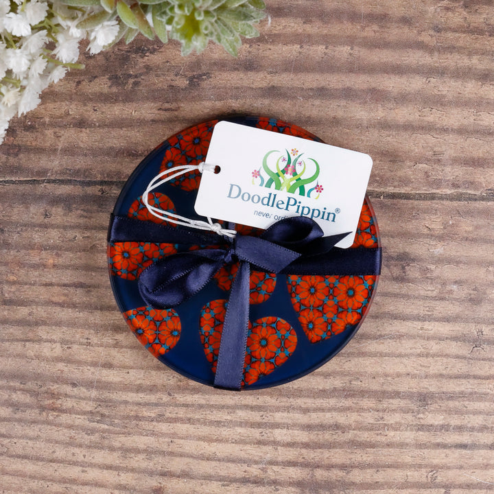 SALE - Set of 2x Moroccan Flower Heart Coasters (round)