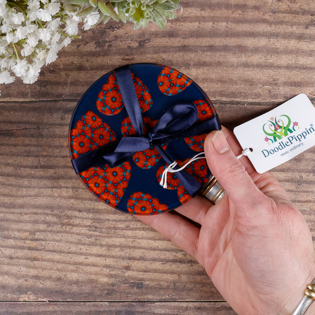 SALE - Set of 2x Moroccan Flower Heart Coasters (round)