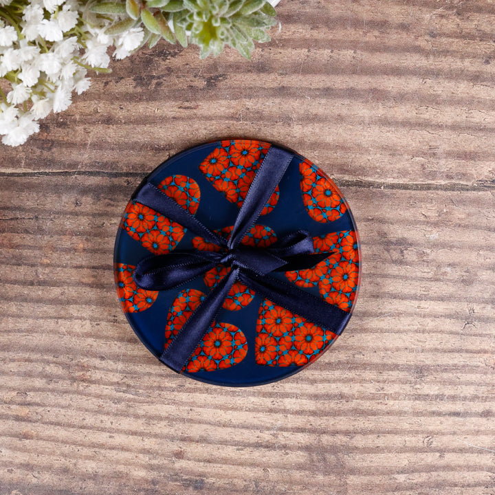 SALE - Set of 2x Moroccan Flower Heart Coasters (round)