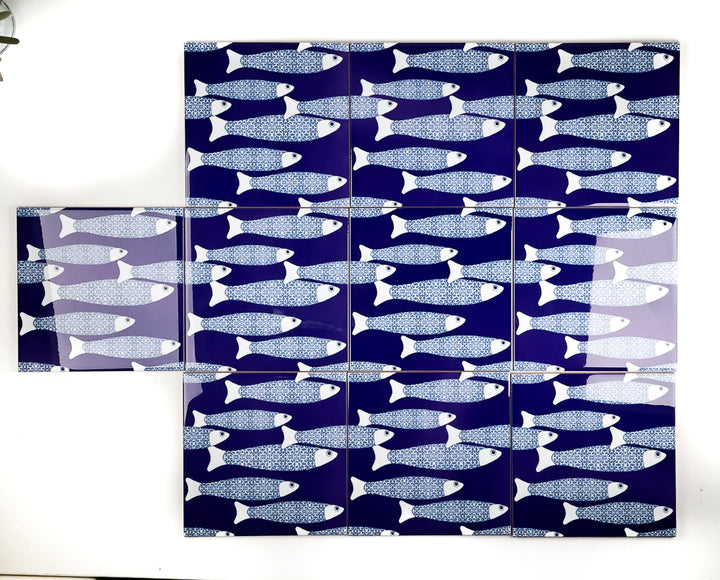 SALE Slight SECONDS - Set of 10x 15.2cm Ocean Shoal tile - Navy Blue