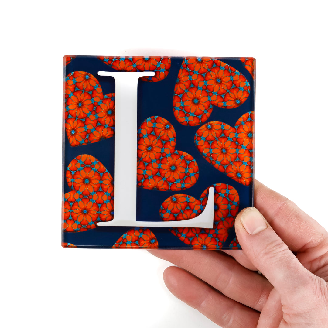 Moroccan Flower Hearts Coasters - LOVE set