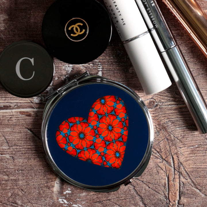Flower Hearts Folding Mirror and Lens Cloth