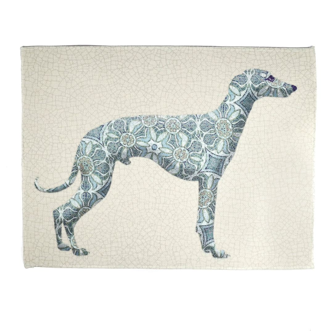 Greyhound Lurcher Placemat - Fabric - Pomegranate Blue Green