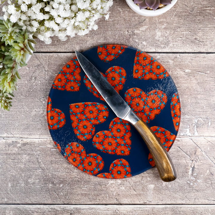 Moroccan Hearts Chopping Board (circular)