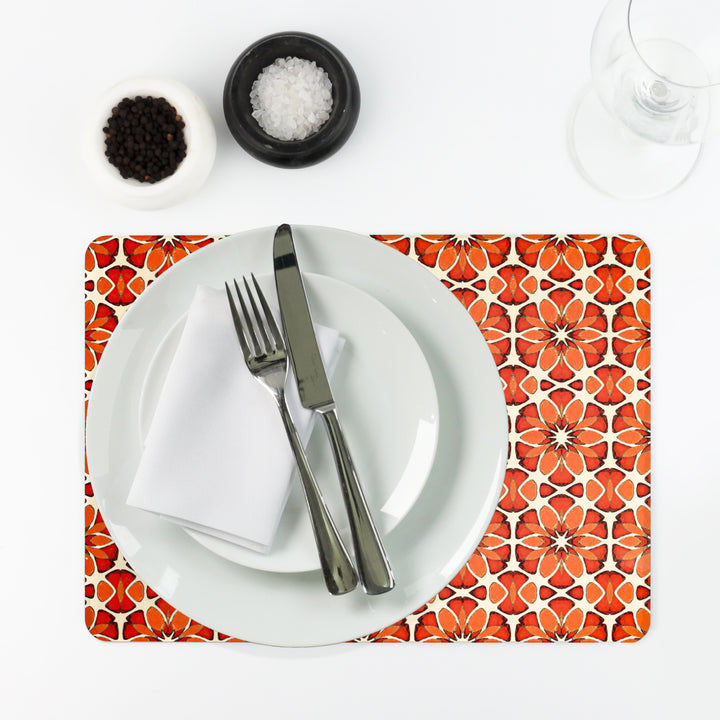Moroccan Flower Placemat - Orange Apricot Cream