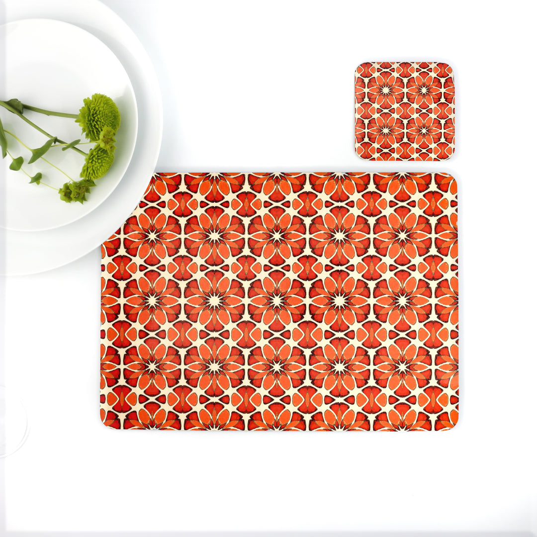 Moroccan Flower Placemat - Orange Apricot Cream