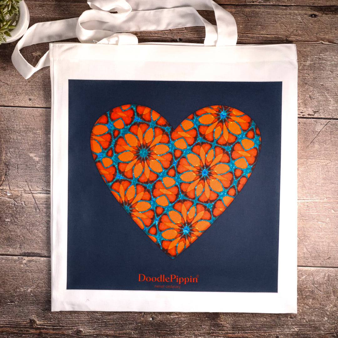 Moroccan Flower Heart Bag - Dark Blue