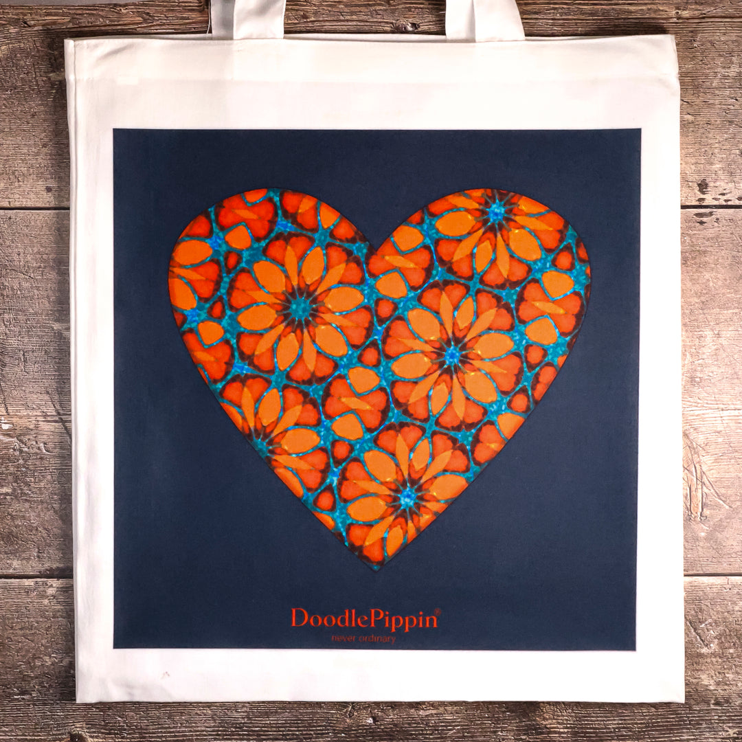 Moroccan Flower Heart Bag - Dark Blue