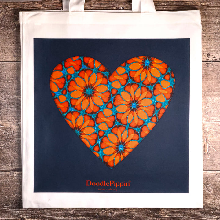 Moroccan Flower Heart Bag - Dark Blue
