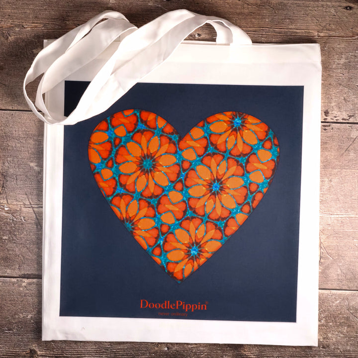 Moroccan Flower Heart Bag - Dark Blue