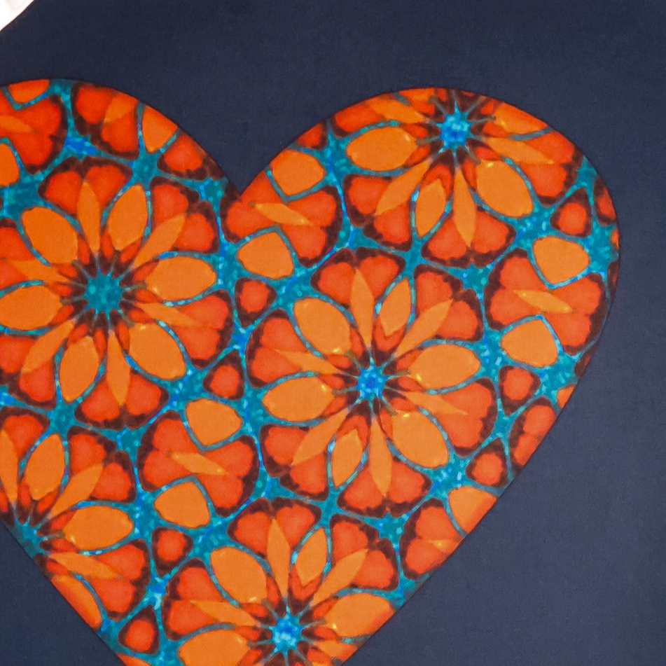 Moroccan Flower Heart Bag - Dark Blue