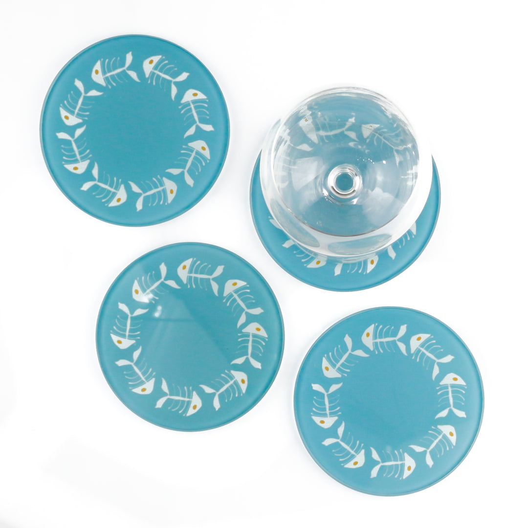 Orangefarbenes „Bonefish“-Untersetzer-Set