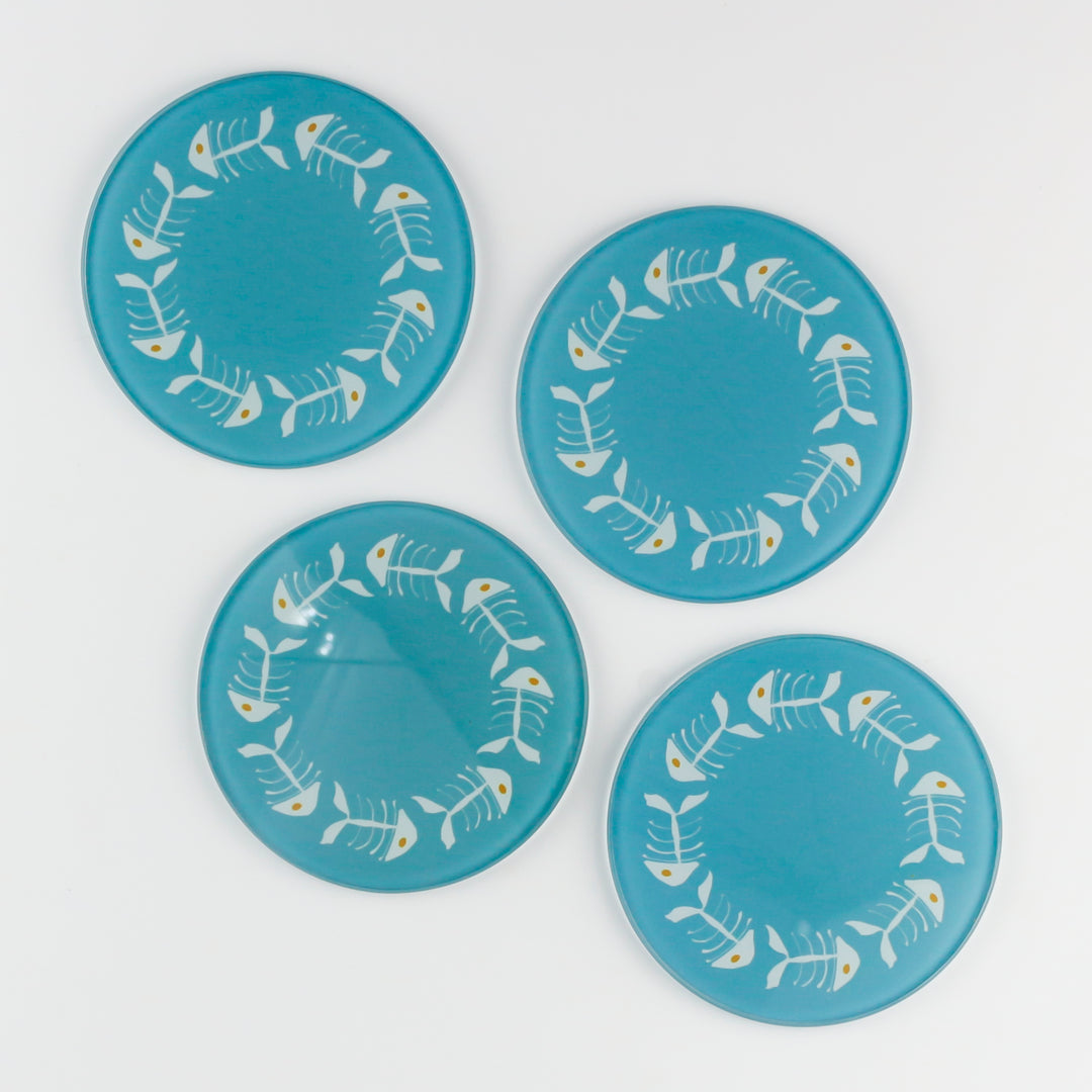Orangefarbenes „Bonefish“-Untersetzer-Set
