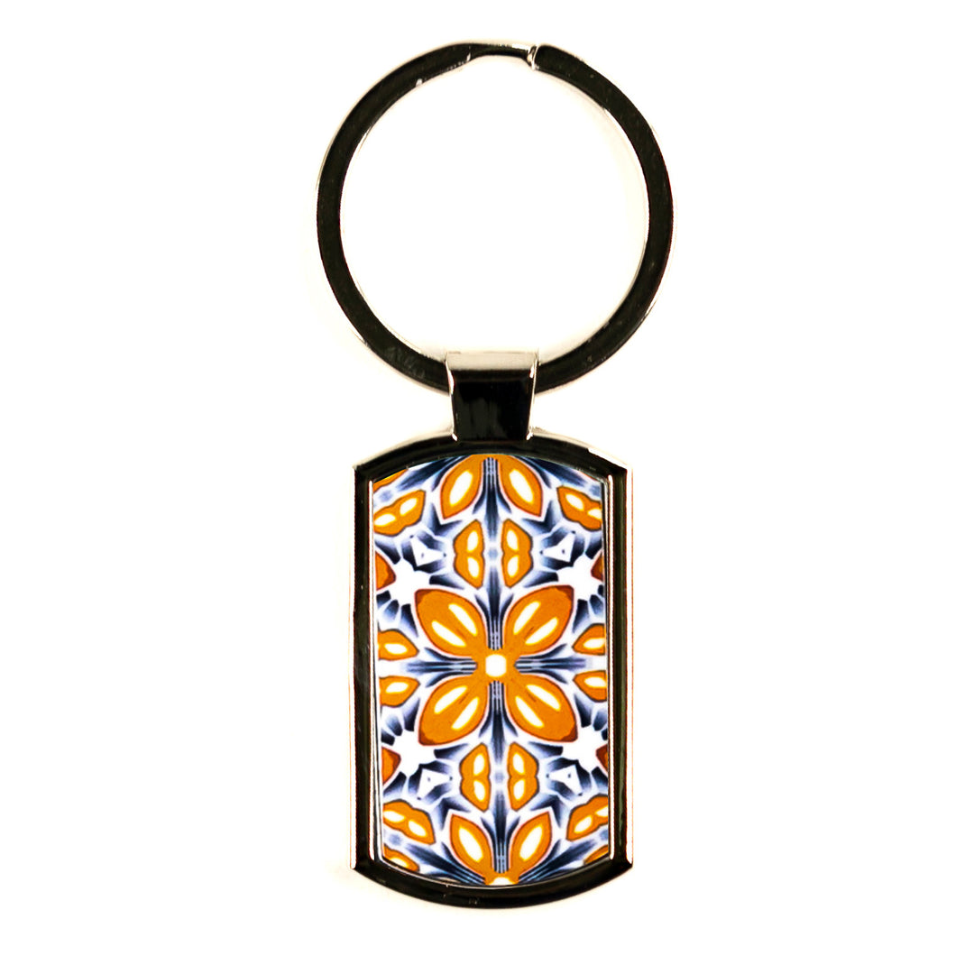 Keychain with a floral design on a white background