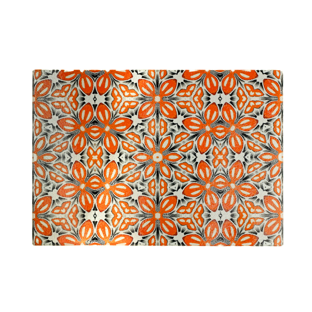 Protège-plan de travail motifs fleurs marocaines (turquoise/orange)