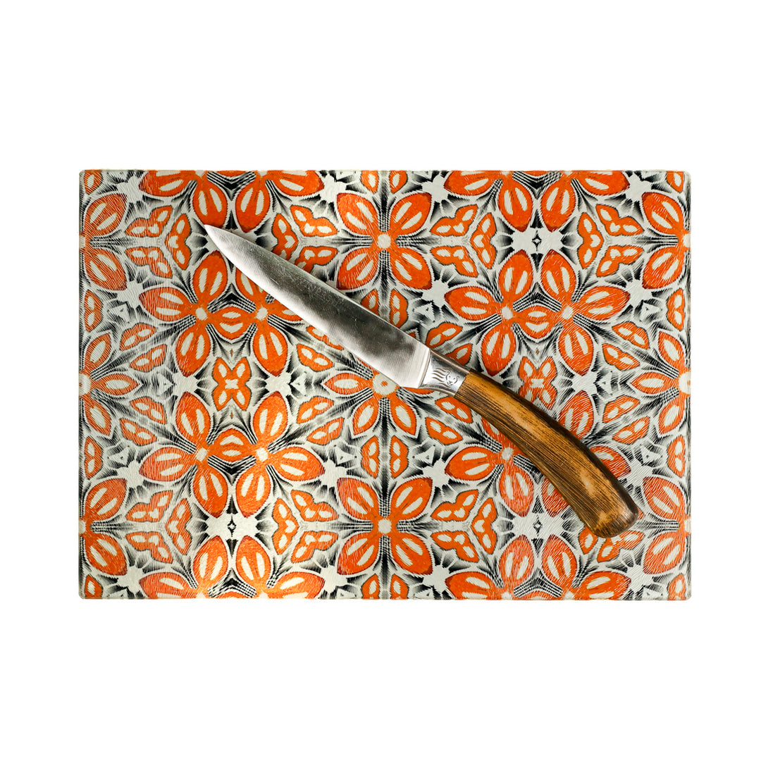 Protège-plan de travail motifs fleurs marocaines (turquoise/orange)