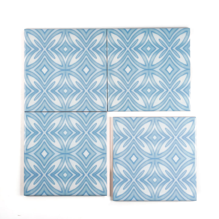 SALE SET - 10 x 15.2cm Pale Blue Star tiles