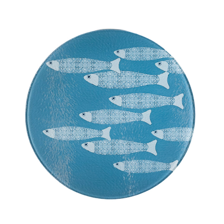 SALE SECOND - Grey/Blue Ocean Shoal - Small (20cm) Circular Chopping Board