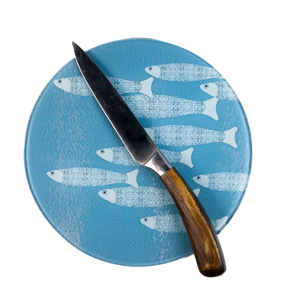 SALE SECOND - Grey/Blue Ocean Shoal - Small (20cm) Circular Chopping Board
