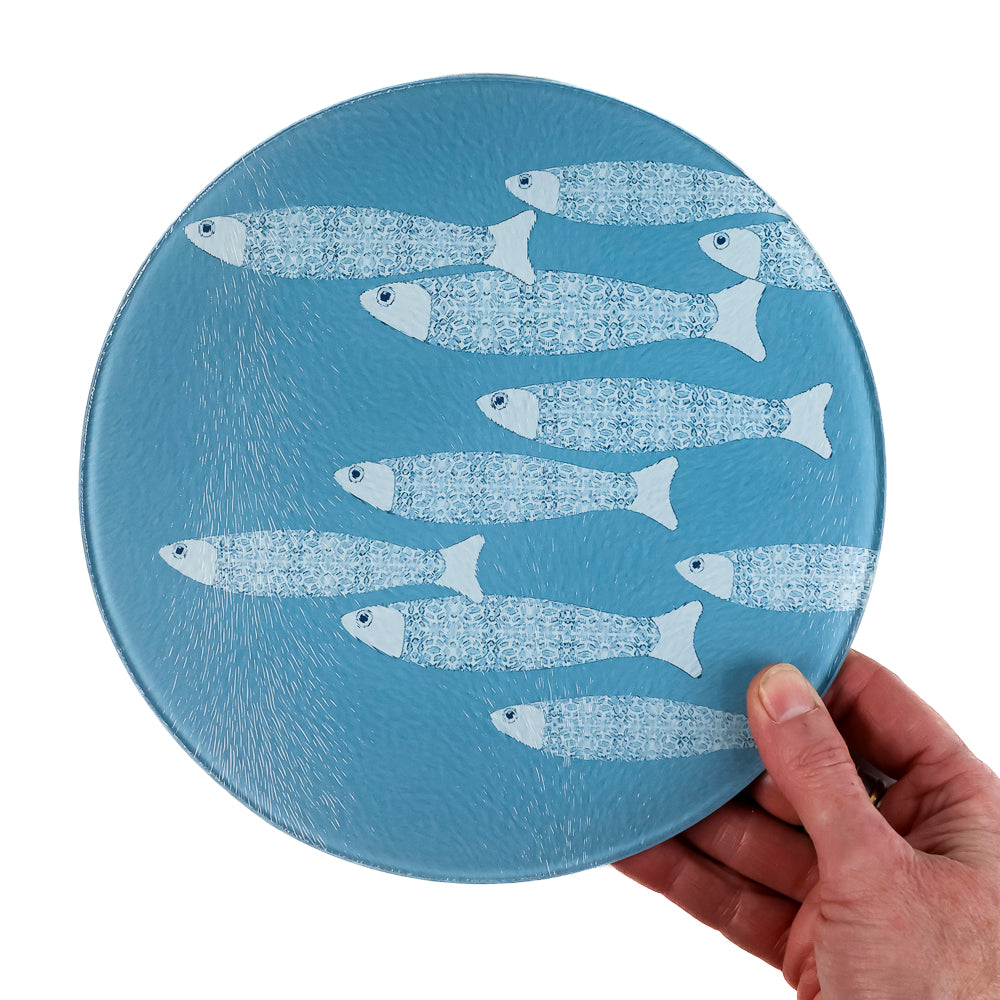 SALE SECOND - Grey/Blue Ocean Shoal - Small (20cm) Circular Chopping Board