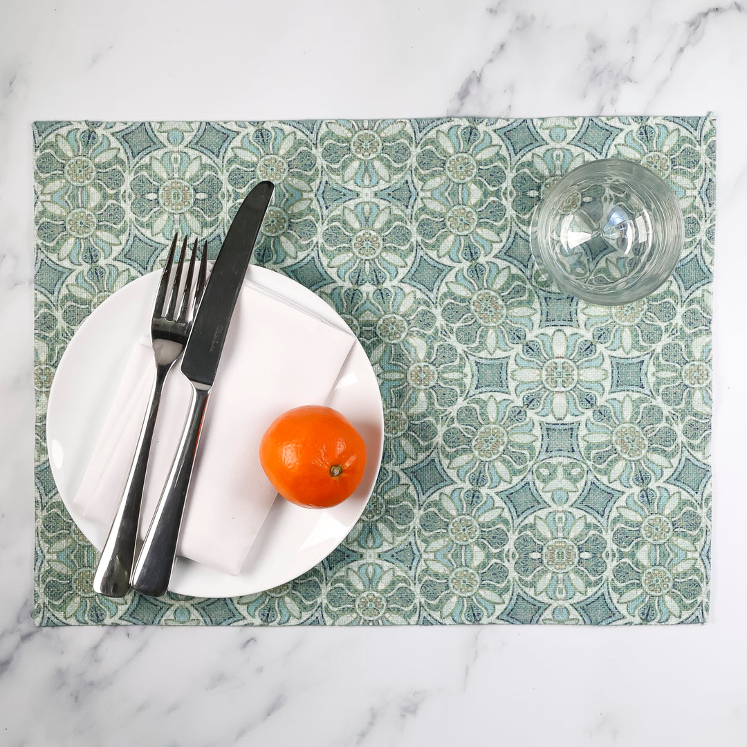 Sea-green - Pomegranate Design Fabric Placemat