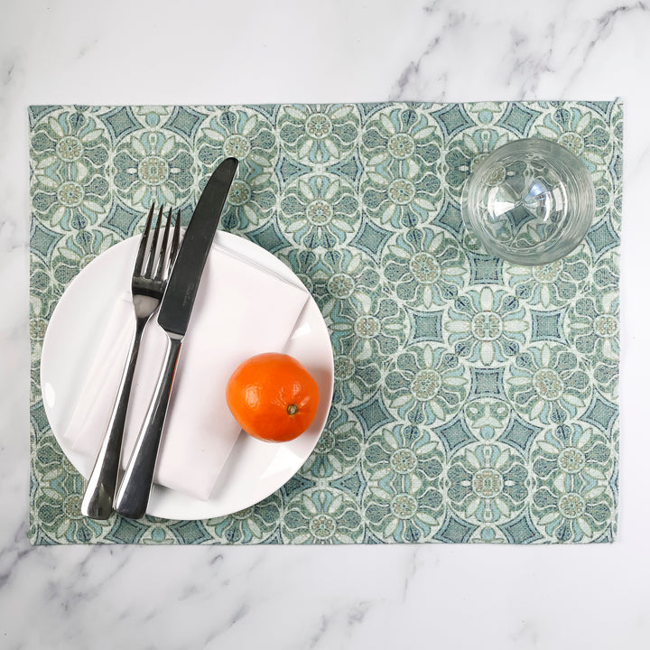 Sea-green - Pomegranate Design Fabric Placemat