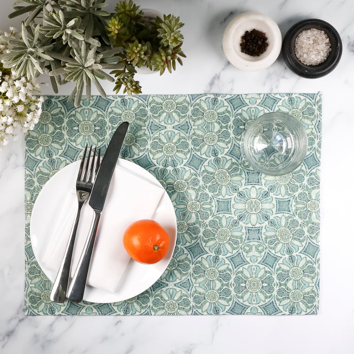 Sea-green - Pomegranate Design Fabric Placemat
