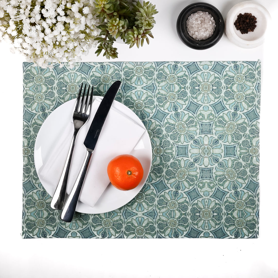 Sea-green - Pomegranate Design Fabric Placemat
