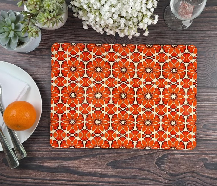 Moroccan Flower Placemat - Orange Apricot Cream