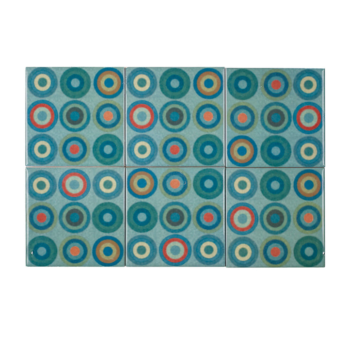 Carreau Cercles Bleu Turquoise - Version Encre Cuite