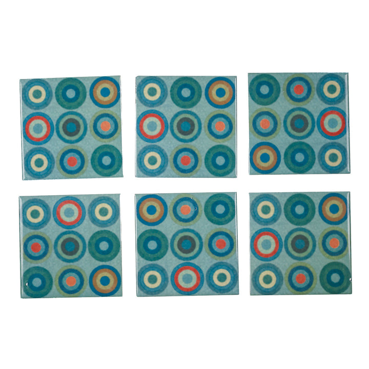 Carreau Cercles Bleu Turquoise - Version Encre Cuite