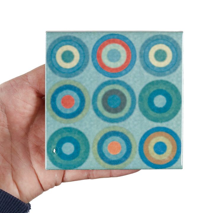 Carreau Cercles Bleu Turquoise - Version Encre Cuite