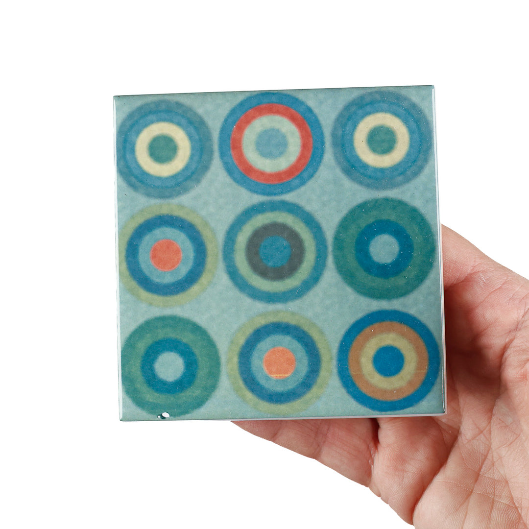 Carreau Cercles Bleu Turquoise - Version Encre Cuite