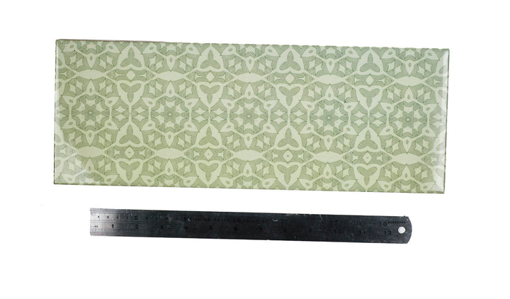 SALE - Fired Ink 45x15cm Prototype Tile  - Green Stonework