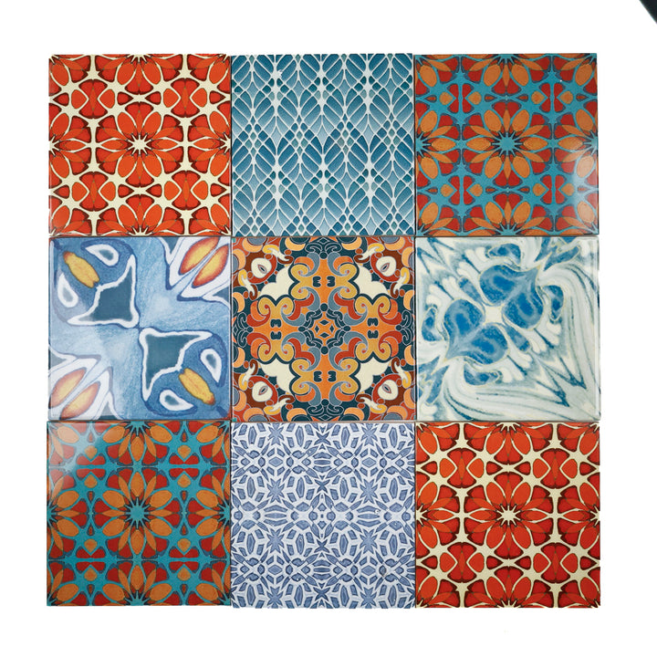 Carreau Ocean Shoal - BORDURE Grande Taille - Bleu Marine - Finition ENCRE CUITE