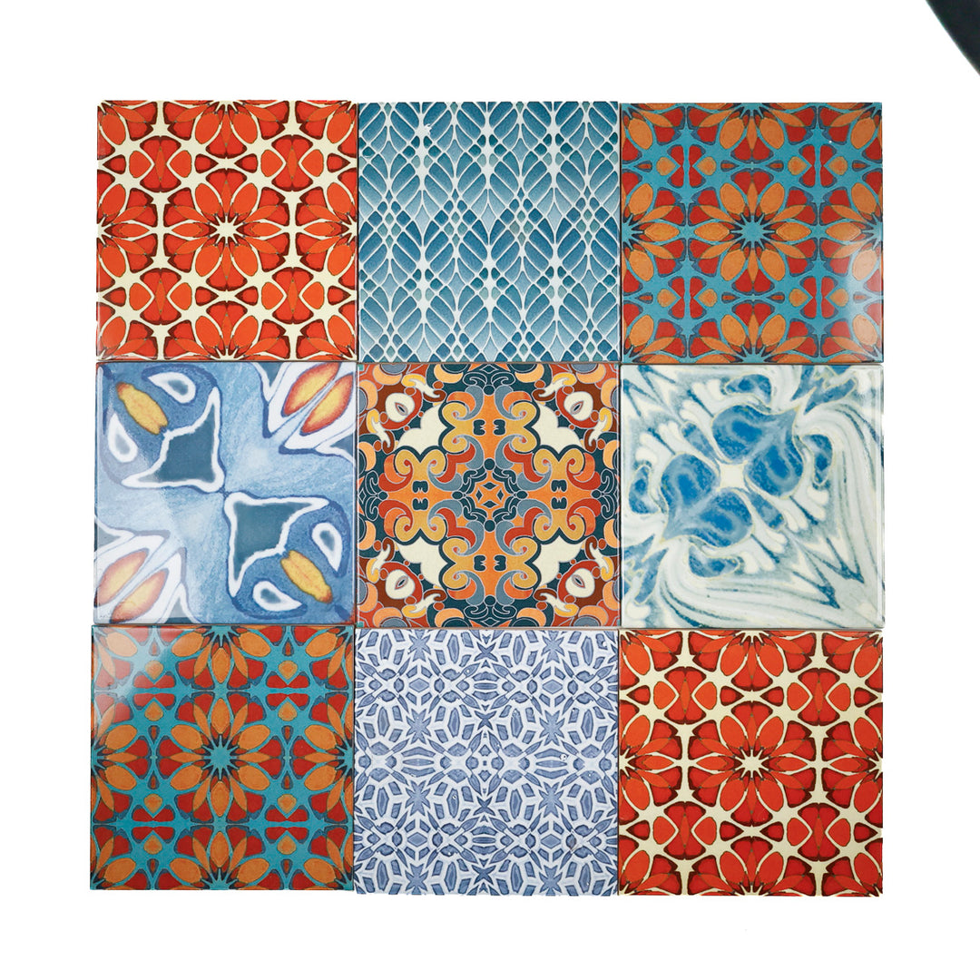Carreau Ocean Shoal - BORDURE Grande Taille - Bleu Marine - Finition ENCRE CUITE