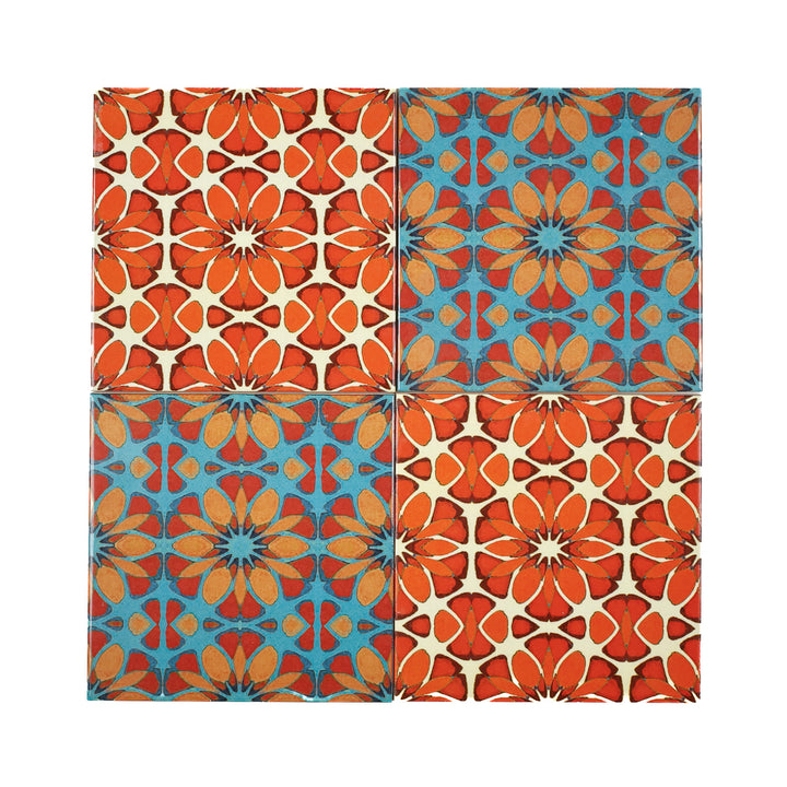Carreau Ocean Shoal - BORDURE Grande Taille - Bleu Marine - Finition ENCRE CUITE