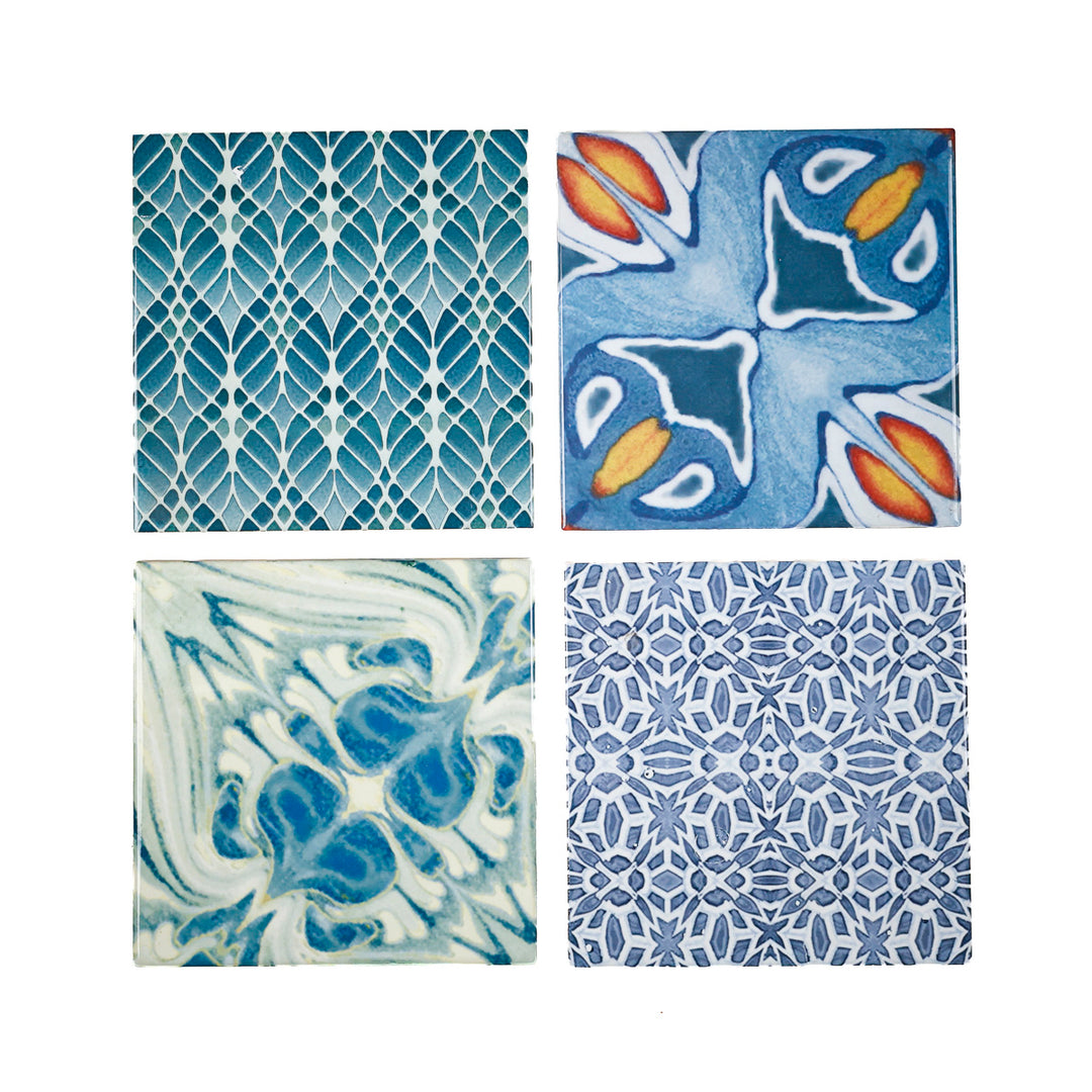 Carreau Ocean Shoal - BORDURE Grande Taille - Bleu Marine - Finition ENCRE CUITE